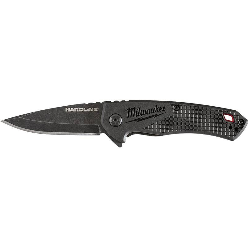 Milwaukee Hardline 2 .5 in. D 2 Steel Smooth Blade Pocket Folding Knife with 2 5 ft. Gen II STUD Tape Measure (2 -Piece) - 48-22-1997-48-22-9725