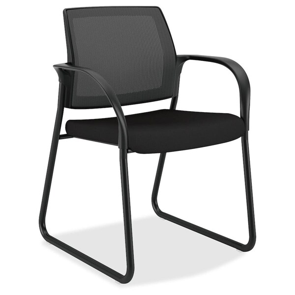 Juki Furniture Mesh Back Sled Base Guest Chair with Arms, Black - JU513465