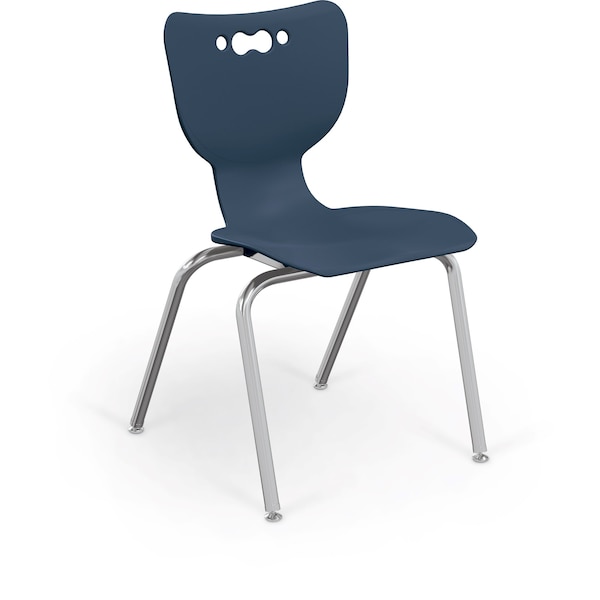Mooreco Hierarchy School Chair, 4 Leg, 18" Chrome Frame, Navy Armless Shell, PK5 - 53318-5-NAVY-NA-CH