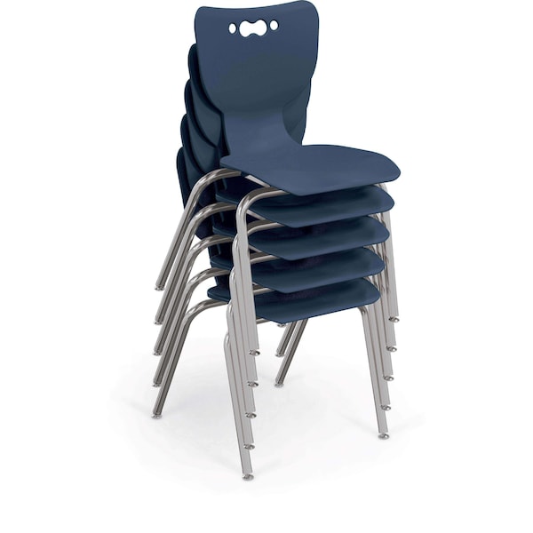 Mooreco Hierarchy School Chair, 4 Leg, 18" Chrome Frame, Navy Armless Shell, PK5 - 53318-5-NAVY-NA-CH