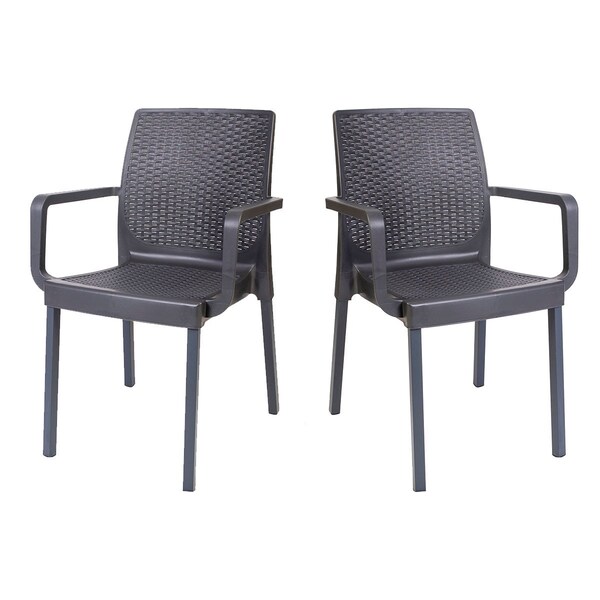 Rainbow Outdoor Napoli Set of 2 Stackable Armchair-Anthracite - RBO-NAPOLI-ANT-AC-SET2