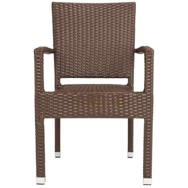 Safavieh 33.8 x 22 x 23 in. Kelda Stacking Arm Chair, Brown - PAT4004B-SET2