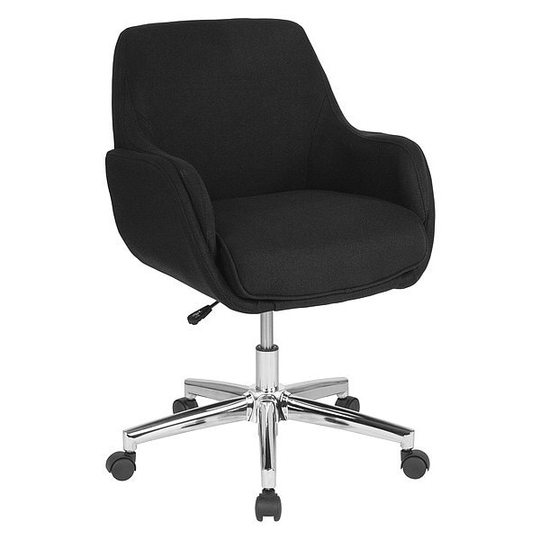 Flash Furniture Contemporary Office Chair, Black Back, 27-1/4 in W 27-1/4" L 37-1/4" H, Padded, Fabric Seat - BT-1172-BLK-F-GG
