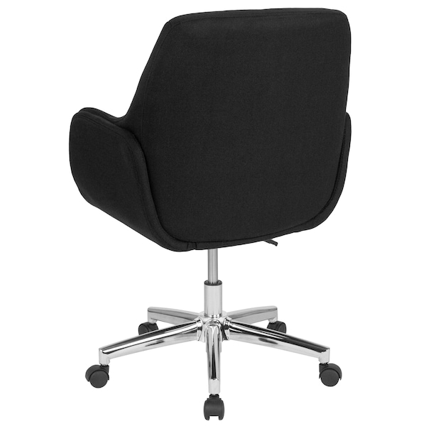 Flash Furniture Contemporary Office Chair, Black Back, 27-1/4 in W 27-1/4" L 37-1/4" H, Padded, Fabric Seat - BT-1172-BLK-F-GG