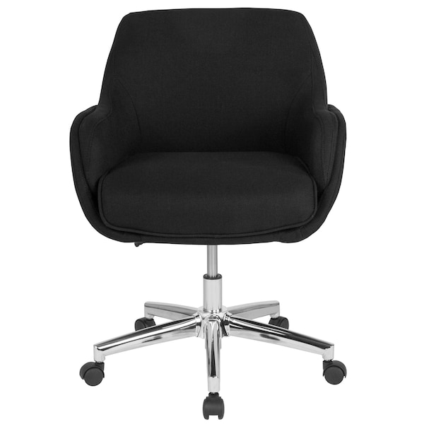 Flash Furniture Contemporary Office Chair, Black Back, 27-1/4 in W 27-1/4" L 37-1/4" H, Padded, Fabric Seat - BT-1172-BLK-F-GG