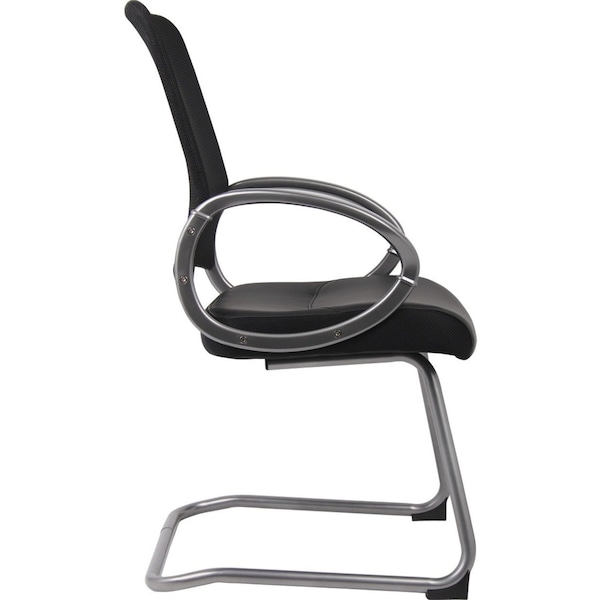 Boss Guest Chair, Black Back, 25 in W 24" L 39" H, Loop, Leather Seat - B6409