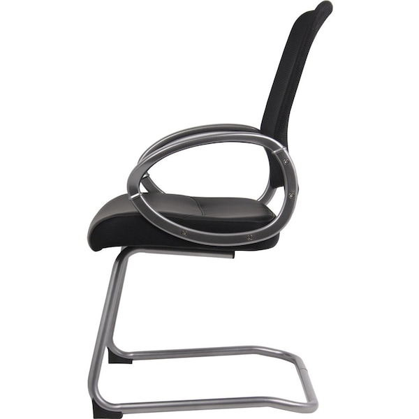 Boss Guest Chair, Black Back, 25 in W 24" L 39" H, Loop, Leather Seat - B6409