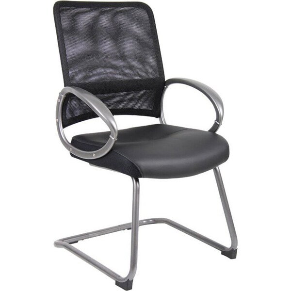 Boss Guest Chair, Black Back, 25 in W 24" L 39" H, Loop, Leather Seat - B6409