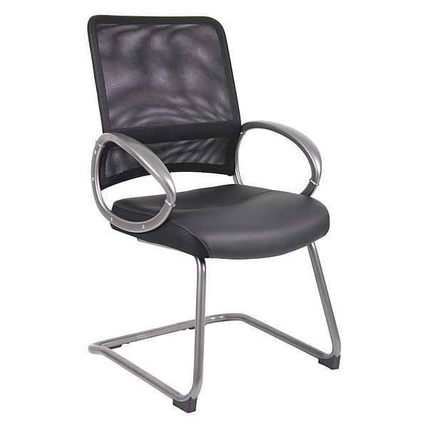 Boss Guest Chair, Black Back, 25 in W 24" L 39" H, Loop, Leather Seat - B6409