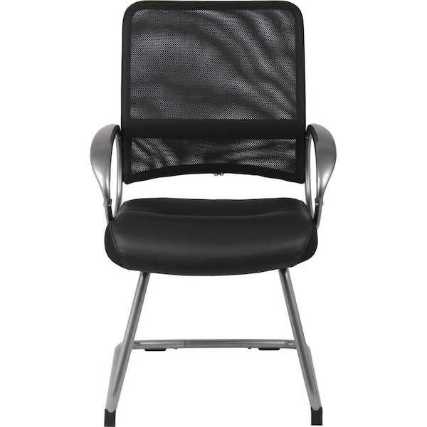 Boss Guest Chair, Black Back, 25 in W 24" L 39" H, Loop, Leather Seat - B6409