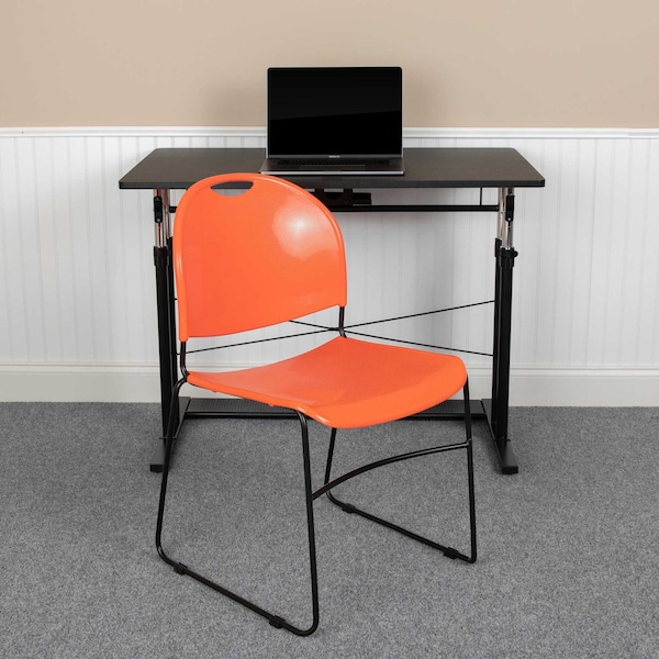 Flash Furniture Orange Plastic Stack Chair, PK5 - 5-RUT-188-OR-GG