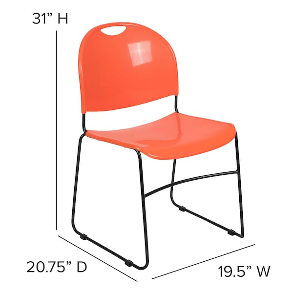 Flash Furniture Orange Plastic Stack Chair, PK5 - 5-RUT-188-OR-GG