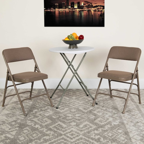 Flash Furniture Beige Fabric Folding Chair - 4-HA-MC309AF-BGE-GG