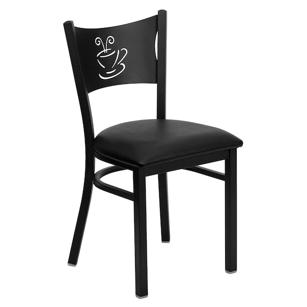 Flash Furniture Black Coffee Back Metal Restaurant Chair, Black Vinyl Seat, PK2 - 2-XU-DG-60099-COF-BLKV-GG