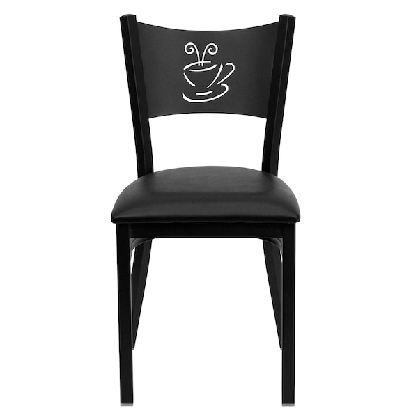 Flash Furniture Black Coffee Back Metal Restaurant Chair, Black Vinyl Seat, PK2 - 2-XU-DG-60099-COF-BLKV-GG