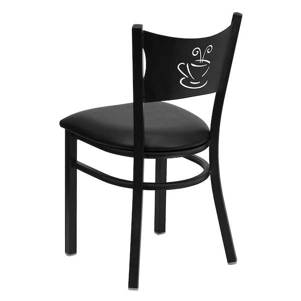 Flash Furniture Black Coffee Back Metal Restaurant Chair, Black Vinyl Seat, PK2 - 2-XU-DG-60099-COF-BLKV-GG