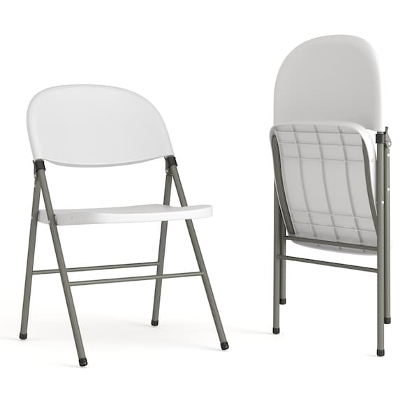 Flash Furniture White Plastic Folding Chair - 2-DAD-YCD-70-WH-GG