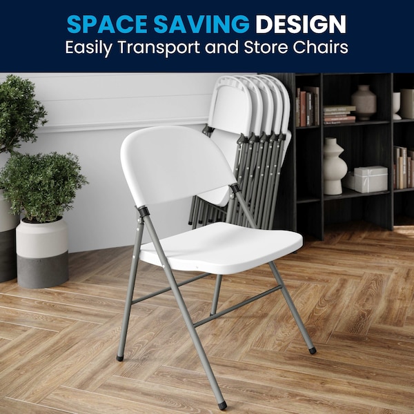Flash Furniture White Plastic Folding Chair - 2-DAD-YCD-70-WH-GG