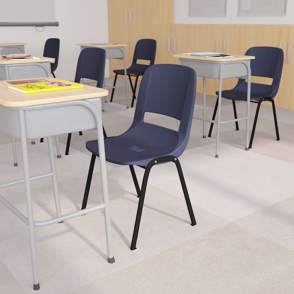 Flash Furniture 661 lb. Capacity Navy Stack Chair w/ Black Frame - RUT-16-PDR-NAVY-GG