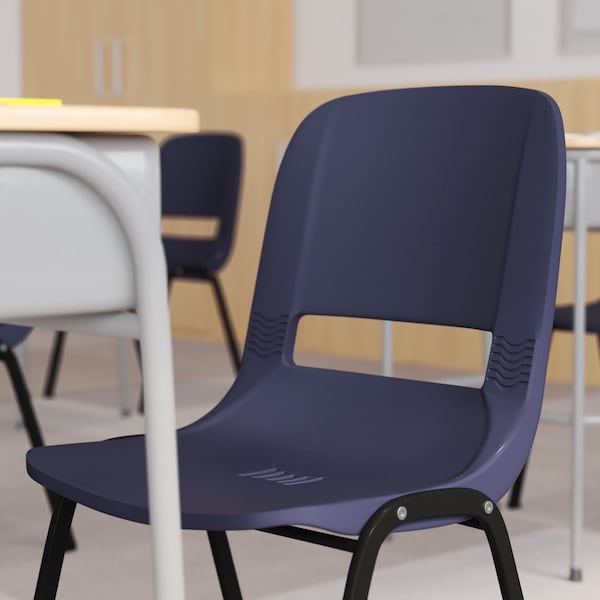 Flash Furniture 661 lb. Capacity Navy Stack Chair w/ Black Frame - RUT-16-PDR-NAVY-GG