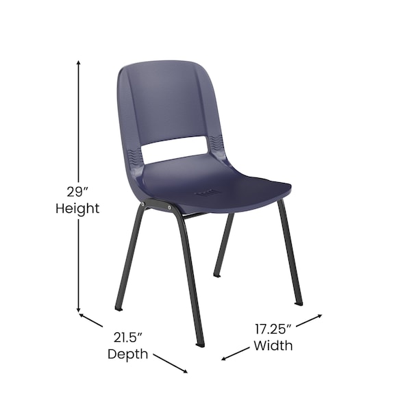 Flash Furniture 661 lb. Capacity Navy Stack Chair w/ Black Frame - RUT-16-PDR-NAVY-GG
