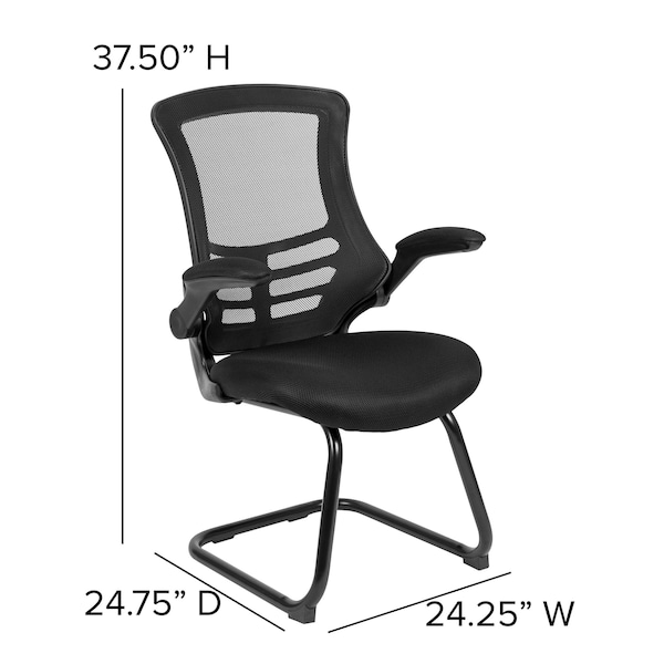 Flash Furniture Black Mesh Sled Base Side Reception Chai - BL-X-5C-GG