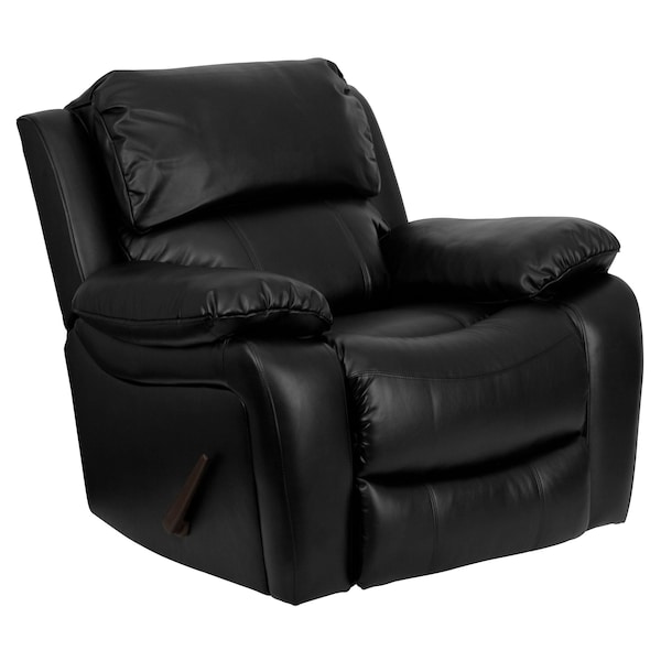 Flash Furniture Contemporary Chair Leather Rocker Recliner, Black, Fixed Arms, 21" Height, Leather, Black - MEN-DA3439-91-BK-GG