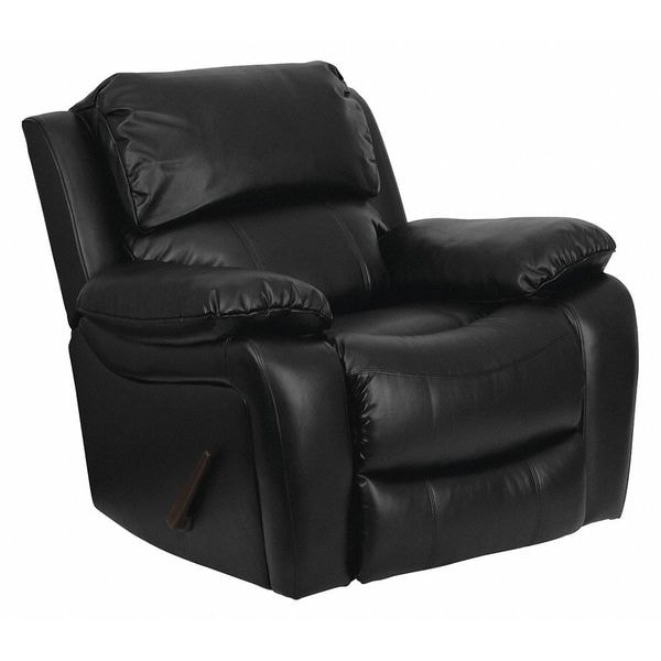 Flash Furniture Contemporary Chair Leather Rocker Recliner, Black, Fixed Arms, 21" Height, Leather, Black - MEN-DA3439-91-BK-GG