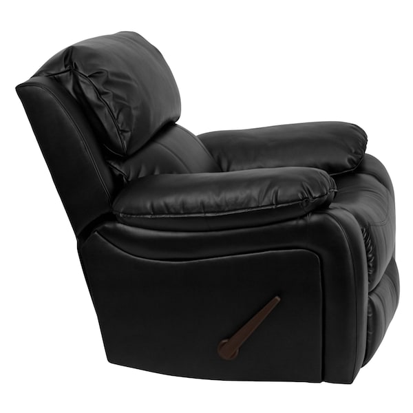 Flash Furniture Contemporary Chair Leather Rocker Recliner, Black, Fixed Arms, 21" Height, Leather, Black - MEN-DA3439-91-BK-GG