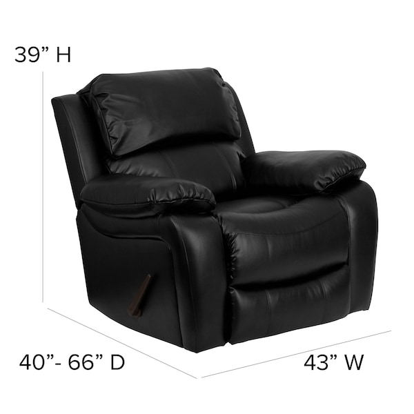 Flash Furniture Contemporary Chair Leather Rocker Recliner, Black, Fixed Arms, 21" Height, Leather, Black - MEN-DA3439-91-BK-GG