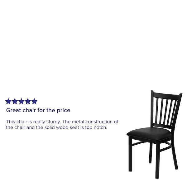 Flash Furniture Hercules Restaurant Chair, 17 in W 20-1/4" L 34-1/4" H, Vinyl Seat - XU-DG-6Q2B-VRT-BLKV-GG