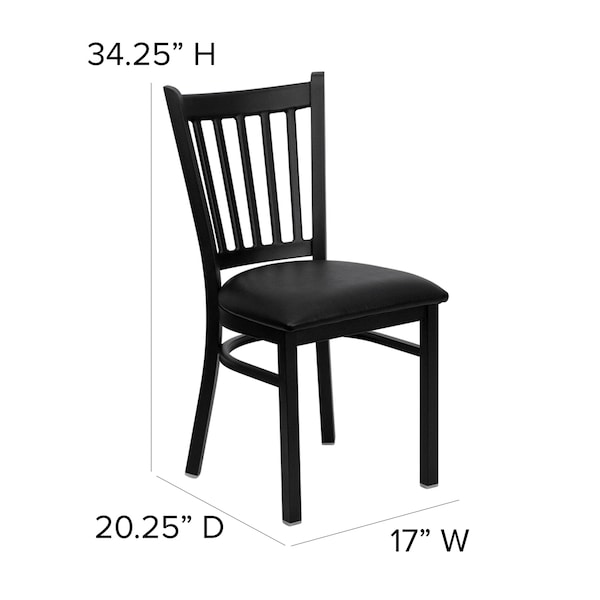 Flash Furniture Hercules Restaurant Chair, 17 in W 20-1/4" L 34-1/4" H, Vinyl Seat - XU-DG-6Q2B-VRT-BLKV-GG