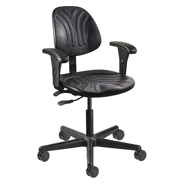 Bevco Polyurethane Drafting Chair, 15" to 20", Adjustable Arms, Black - 7001D-AA-3750S/5