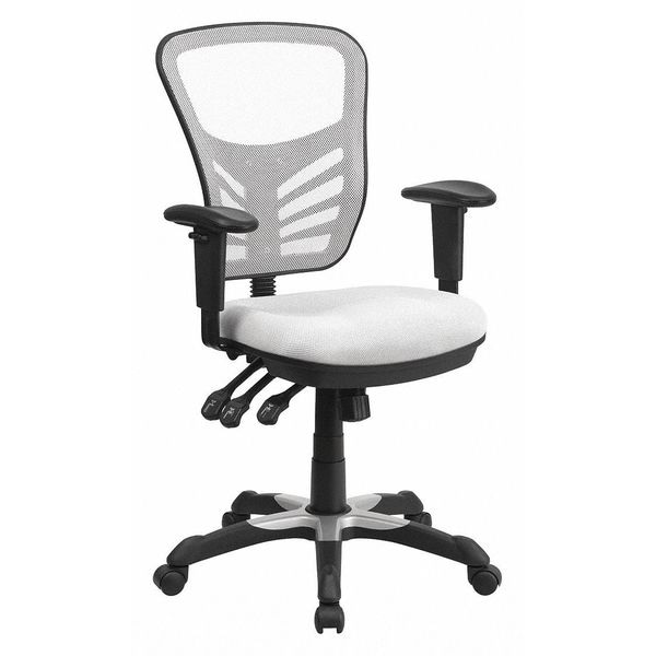 Flash Furniture Contemporary Chair Mid-Back Exec Chair, White, Adjustable Arms, 18" to 23" Height, Mesh, White - HL-0001-WH-GG