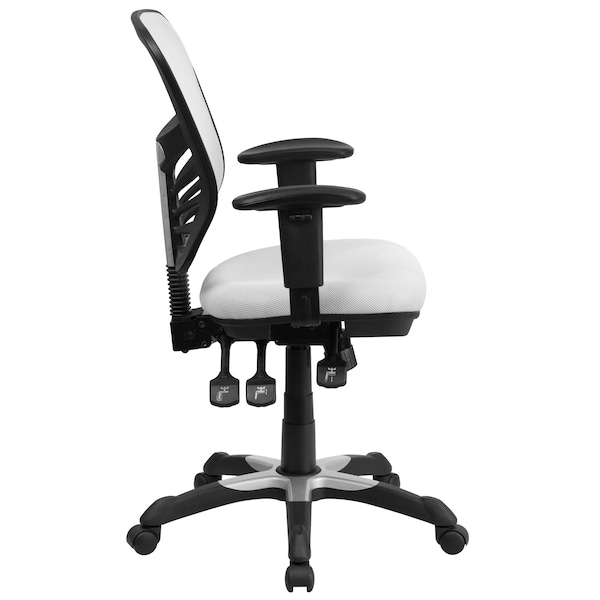 Flash Furniture Contemporary Chair Mid-Back Exec Chair, White, Adjustable Arms, 18" to 23" Height, Mesh, White - HL-0001-WH-GG
