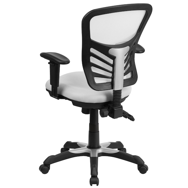 Flash Furniture Contemporary Chair Mid-Back Exec Chair, White, Adjustable Arms, 18" to 23" Height, Mesh, White - HL-0001-WH-GG