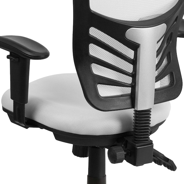 Flash Furniture Contemporary Chair Mid-Back Exec Chair, White, Adjustable Arms, 18" to 23" Height, Mesh, White - HL-0001-WH-GG
