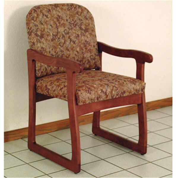Wooden Mallet Prairie Guest Chair in Mahogany - Watercolor Rose - DW7-1MHWR