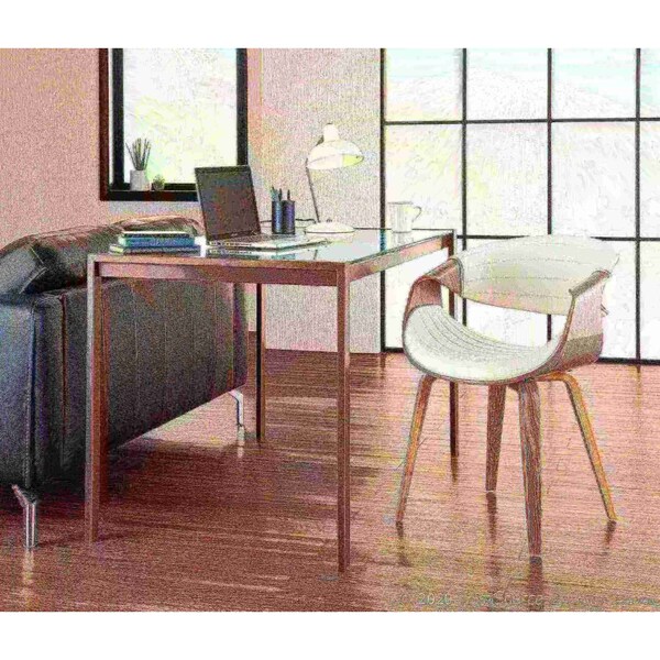 Lumisource Symphony Dining/accent Chair in Light Grey Wood and White Faux Leather - CH-SYMP LGYW