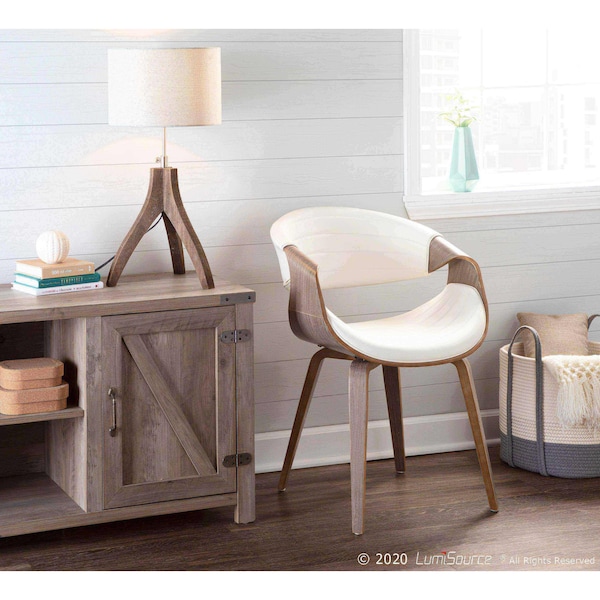 Lumisource Symphony Dining/accent Chair in Light Grey Wood and White Faux Leather - CH-SYMP LGYW