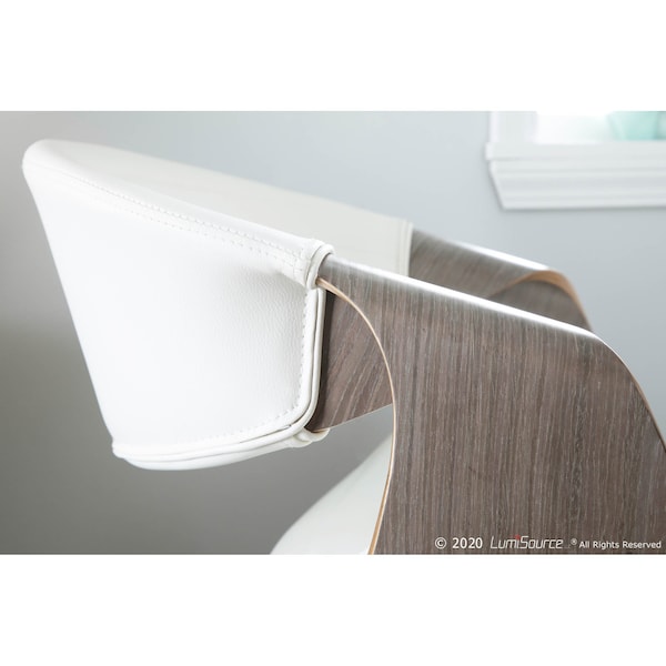 Lumisource Symphony Dining/accent Chair in Light Grey Wood and White Faux Leather - CH-SYMP LGYW
