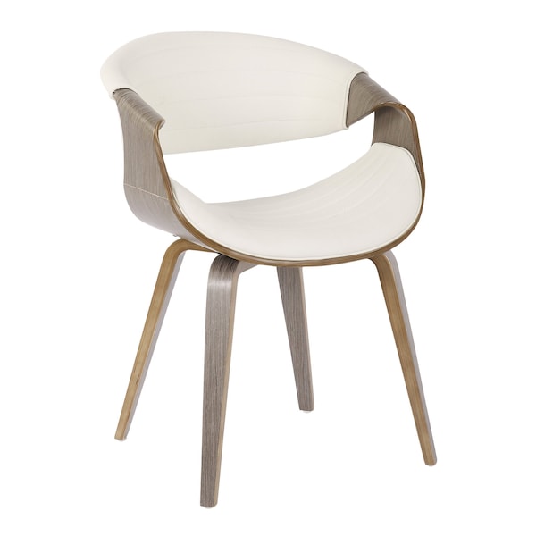 Lumisource Symphony Dining/accent Chair in Light Grey Wood and White Faux Leather - CH-SYMP LGYW