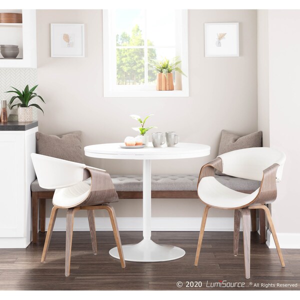 Lumisource Symphony Dining/accent Chair in Light Grey Wood and White Faux Leather - CH-SYMP LGYW