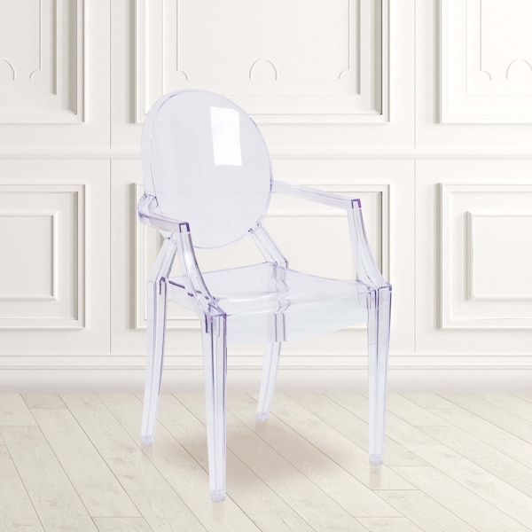 Flash Furniture Max 4 Pack Ghost Chair with Arms in Transparent Crystal - 4-FH-124-APC-CLR-GG
