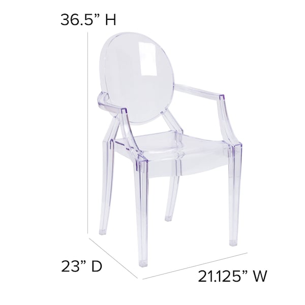 Flash Furniture Max 4 Pack Ghost Chair with Arms in Transparent Crystal - 4-FH-124-APC-CLR-GG
