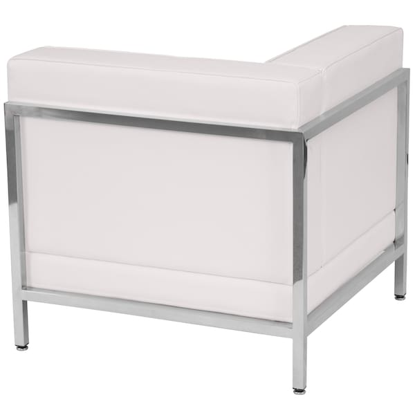 Flash Furniture Hercules Imagination Chair, White Back, 28-1/2 in W 28-1/2" L 27-1/2" H, Leather Seat - ZB-IMAG-LEFT-CORNER-WH-GG