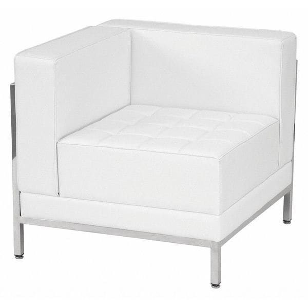 Flash Furniture Hercules Imagination Chair, White Back, 28-1/2 in W 28-1/2" L 27-1/2" H, Leather Seat - ZB-IMAG-LEFT-CORNER-WH-GG