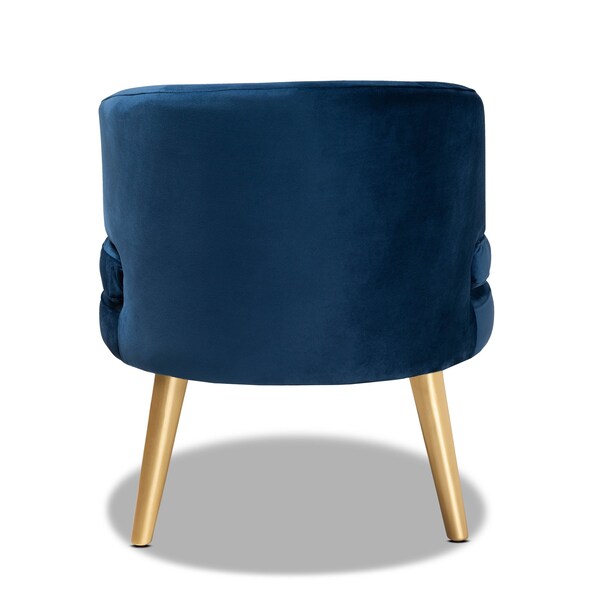 Baxton Studio Baptiste Glam and Luxe Navy Blue Velvet Fabric and Gold Finished Wood Accent Chair - 175-11234-ZORO