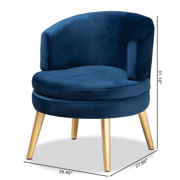 Baxton Studio Baptiste Glam and Luxe Navy Blue Velvet Fabric and Gold Finished Wood Accent Chair - 175-11234-ZORO