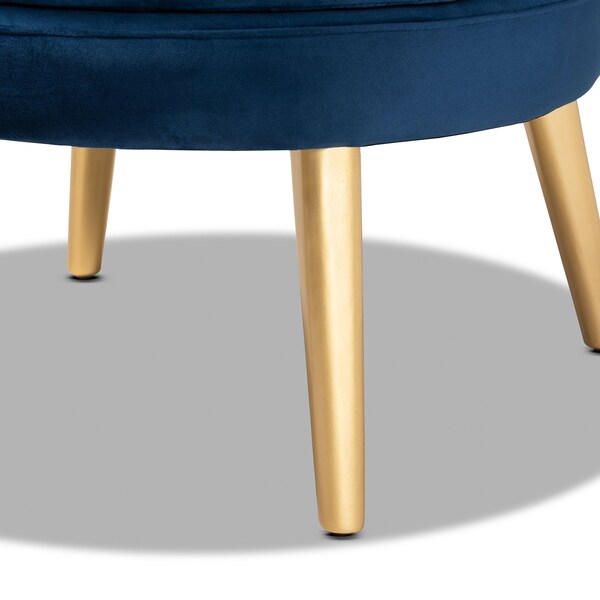 Baxton Studio Baptiste Glam and Luxe Navy Blue Velvet Fabric and Gold Finished Wood Accent Chair - 175-11234-ZORO